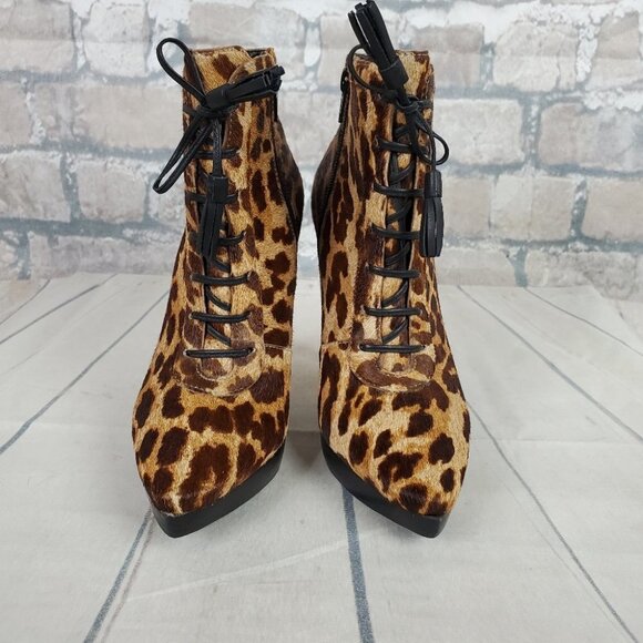 Steve Madden Sesto Leather Leopard Print Stiletto Ankle Bootie 7 1/2 - Picture 8 of 15